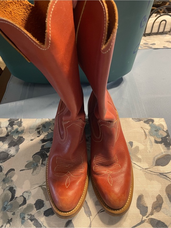 Frye Shoes - Frye Red-Brown Leather Lace-Up Western Boots